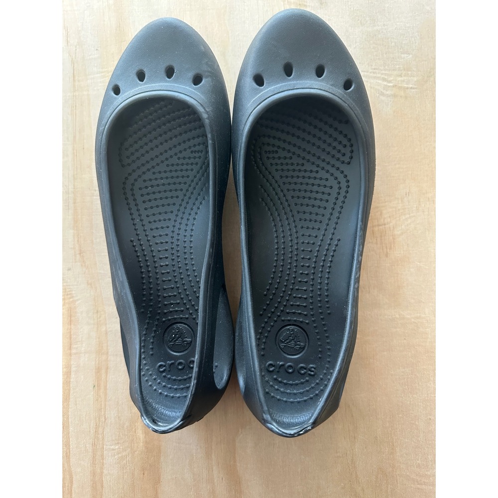 Crocs Kadee Black Ballet Flats Womens Size 10 Slip On Comfort Shoes 11215
